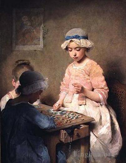 查尔斯·约书亚·卓别林 的油画作品 -  《乐透游戏》
